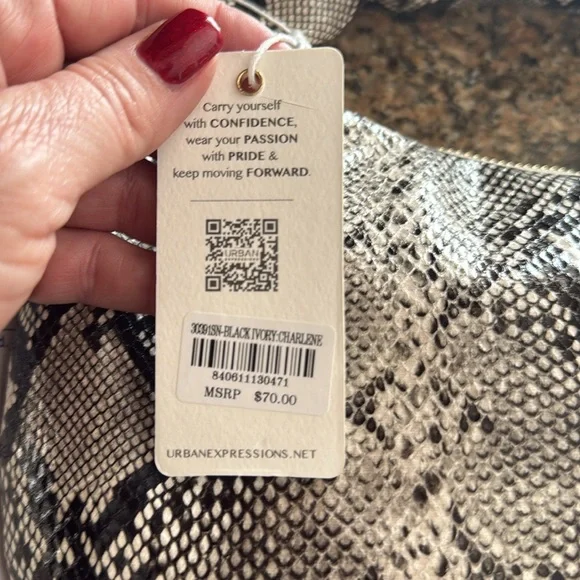 Snakeskin crescent shaped purse. NWT - Picture 5 of 5